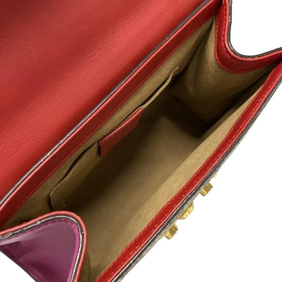 Auth GUCCI Padlock/GG Supreme Beige Red Pink PVC Leather Shoulder Bag - Picture 13 of 14